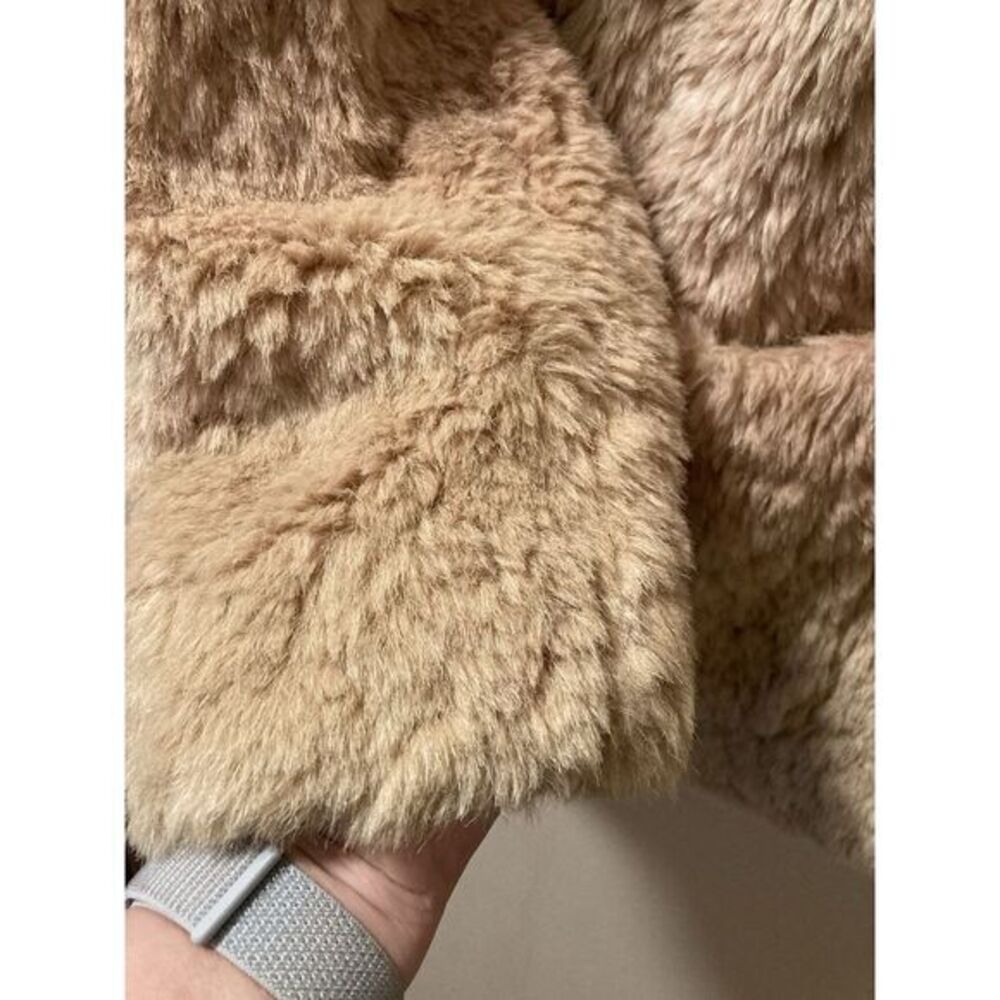Anthropologie Ombre Faux Fur Coat Teddy Button Front Sz S Cream Pink Tan - Picture 6 of 9